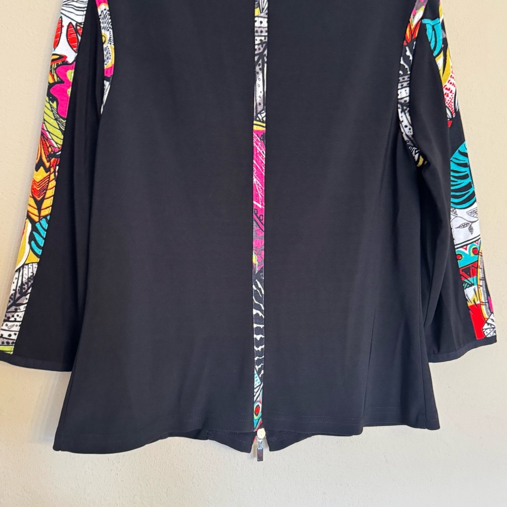Joseph Ribkoff Vtg Jacket Top Vibrant Color Floral Print Hibiscus Women Size 12 - Picture 13 of 14